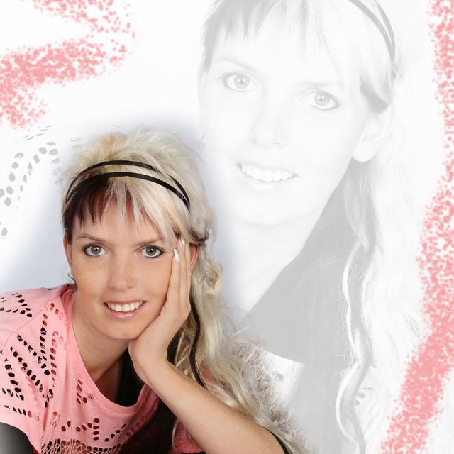 Frau rosa Hintergrund